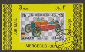 1914 Mercedes on Ajman Miniature Sheet