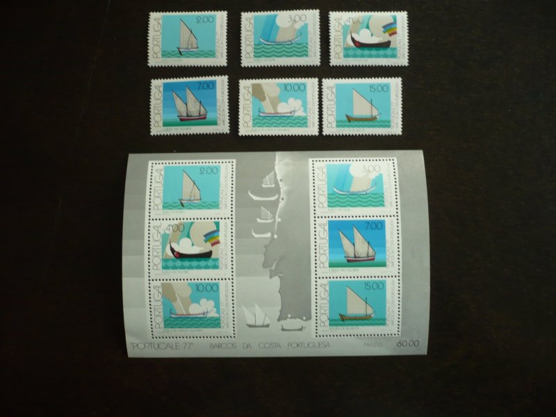 Stamps - Portugal - Scott# 1350-1355a - Mint Never Hinged Set of 6 Stamps + 1 SS