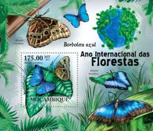 MOZAMBIQUE 2011 SHEET INTERNATIONAL YEAR OF FORESTS BUTTERFLIES INSECTS