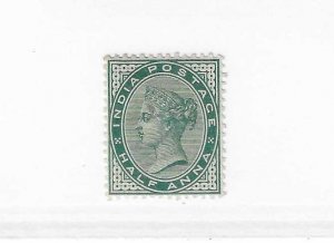 India Sc #36  1/2anna green LH VF