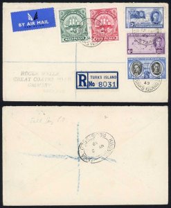 Turks and Caicos KGVI Values to 2/- on Cover with SALT CAY Postmark