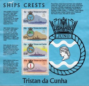 Tristan da Cunha MNH S/S 219A Royal Naval Ships & Crest