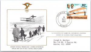 HISTORY OF AVIATION TOPICAL FIRST DAY COVER SERIES 1978 - CENTRAL AFRICAN REP 50