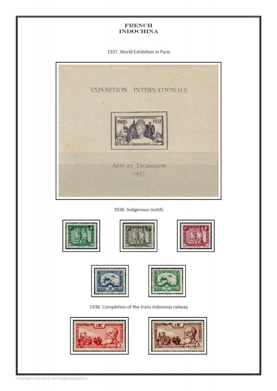 French Indochina 1889-1949 PDF (DIGITAL)  STAMP ALBUM PAGES 