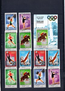 SHARJAH 1968 SUMMER OLYMPIC GAMES MEXICO 2 SETS OF 6 STAMPS & S/S MNH