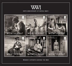 Montserrat - 2014 WORLD WAR I 100TH ANNIVERSARY - SHEET OF 6 STAMPS - MNH