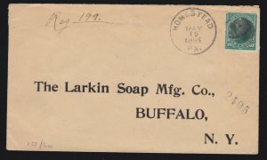 US 258 10c Webster on Registered Cover from Homestead, PA to Buffalo, NY