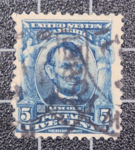 Scott 304 - 5 Cents Lincoln - Used - Nice Stamp - SCV - $2.00