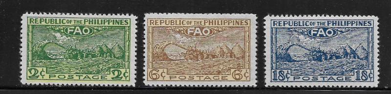 PHILIPPINES, 522-524, GUM DAMAGE, AIR MAIL