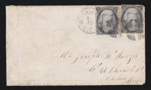 US 73 Pair on Cover From Washington, D.C. To Chelsea, MA SCV $140  (026)