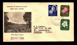 Norfolk Islands 1960 Flowers FDC / Minor Toning (II) - L9050