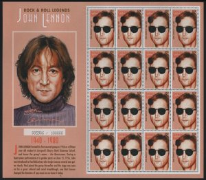 Antigua & Barbuda 1995 MNH Sc 1961 65c John Lennon Sheet of 16