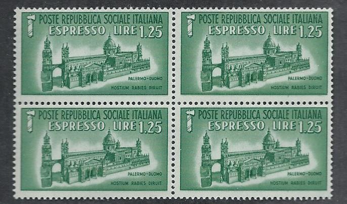 ITALIAN SOCIAL REPUBLIC SC# E3 B/4 FVF/MNH 1944