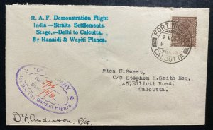 1930 Calcutta India RAF Demonstration Flight cover To Calcutta Anderson Signed