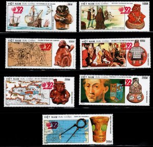 Vietnam. Scott 2313-2320 MNH** Columbus Discoveries  set with Sevilla 92 opt