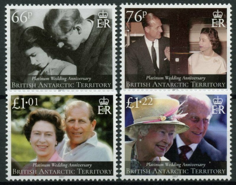 BAT British Antarctic Stamps 2017 MNH Queen Elizabeth II Platinum Wedding 4v Set