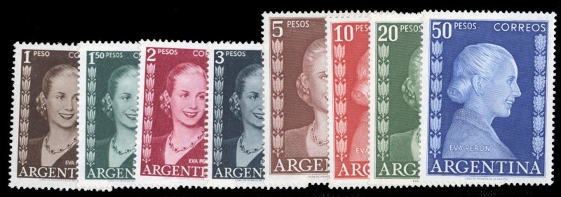 Argentina 611-618 $79.15, 1952-53 Eva Peron, complete set, never hinged
