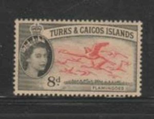 TURKS & CAICOS ISLANDS #129 1957 8p QEII MINT VF NH O.G aa