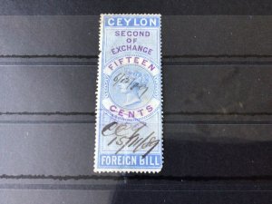 Ceylon Queen Victoria Foreign Bill Stamp Ref 56457