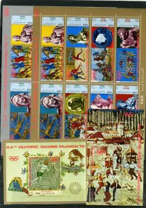 YAR 1971 PAINTINGS/SUMMER OLYMPIC GAMES MUNICH 2 SHEETS OF 8 STAMPS & 2 S/S MNH