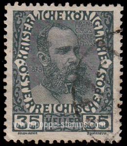 Austria, Sc , SG 199 Study, Hinged - 1908 35h.  - Emperors