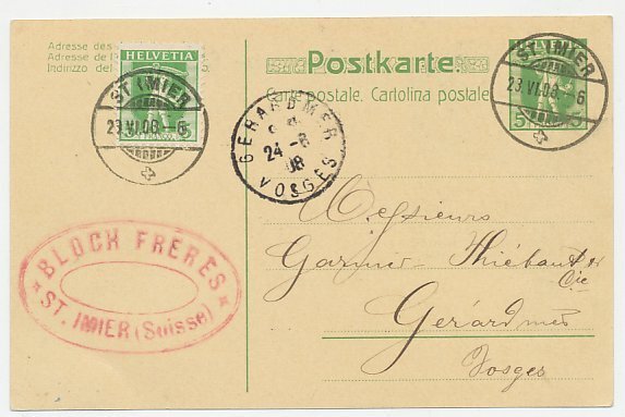 Postal stationery Switzerland 1908 Cacao Suchard