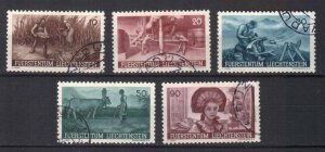 LIECHTENSTEIN STAMPS. 1941 Sc.# 166-170, USED