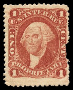 Scott # R3c(CF1), Hart L. Pierce counterfeit 1c Proprietary revenue, CV = $900