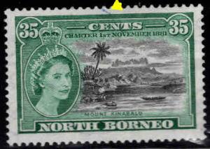 North Borneo Scott 278 MH* QE2 Mt. Kinabalu, canoe pen mark at top