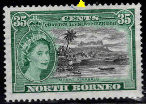 North Borneo Scott 278 MH* QE2 Mt. Kinabalu, canoe pen mark at top