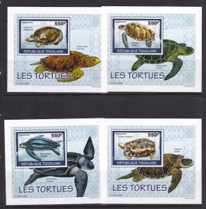 Togo 2010 Turtles 4 S/Sheets Deluxe Edition MNH