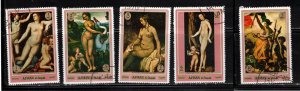 AJMAN Lot Of 5 Used Nudes By Various Artists - Nude Art Paintings On Stamps 25