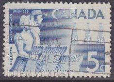 Canada sc#355 1955 5c Alberta & Sask used