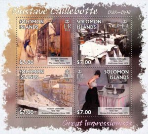 Solomon Islands - Artist, Caillebotte - 4 Stamp Sheet - 19M-114