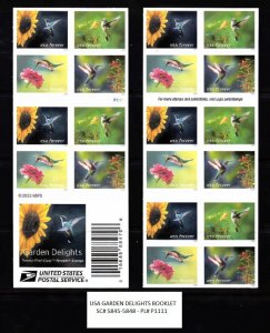 USA BOOKLET FOREVER SC# 5845-5848 GARDEN DELIGHTS -PANE 2O S.A. MNH - PL# P1111