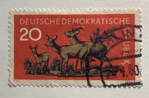 Germany DDR 1959 Scott 473 used - 20pf, Forest animals, Western Roe Deer