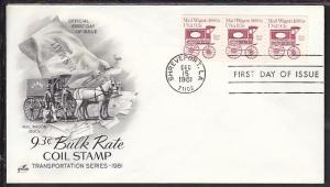 US Mail Wagon 1981 Artcraft U/A FDC BIN