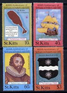 ST. KITTS - 1985 - Sir Francis Drake, Christmas  - Perf 4v Set-Mint Never Hinged