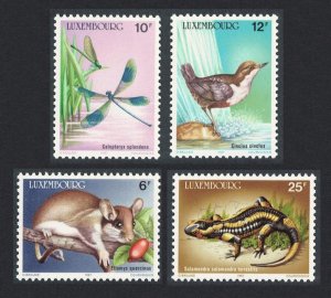 Luxembourg Dipper Bird Dormouse Agrion Dragonfly Salamander 4v 1987 MNH