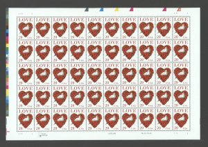 1994 Scott #2814 - .29c Love Heart, Sheet of 50 MNH