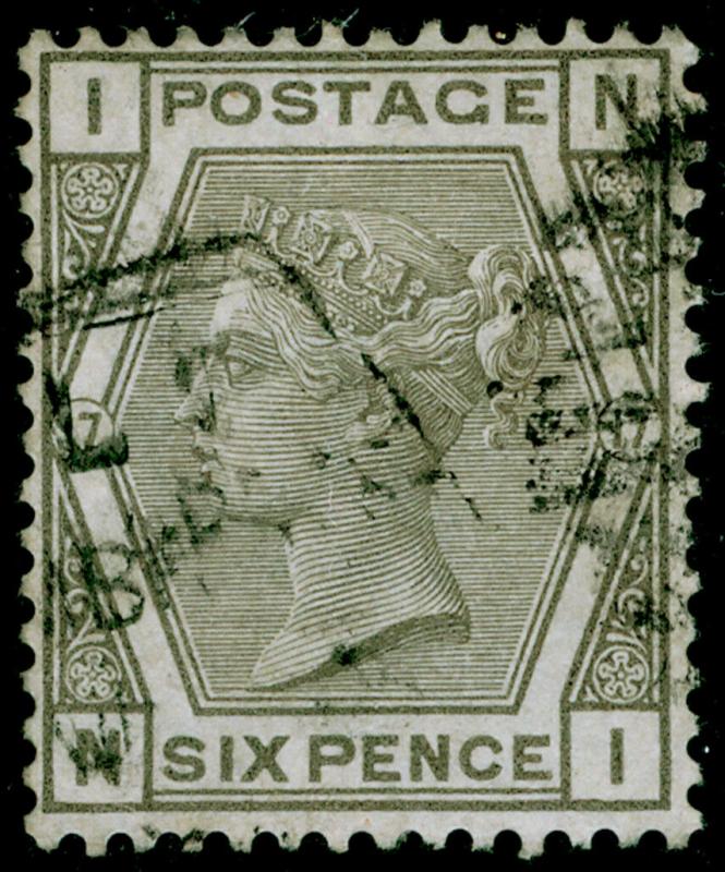 SG161, 6d grey plate 17, FINE USED. Cat £80. WMK CROWN. NI