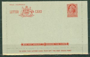 AUSTRALIA QE STATIONERY 3 1/2d UNUSED LETTER CARD