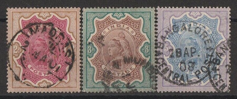 INDIA 1895 QV High Value set 2R, 3R & 5R.