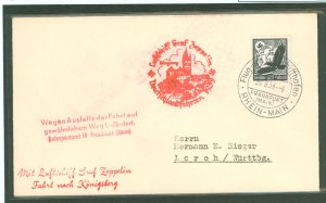Germany C54 Cover carried on the August 26, 1939 Graf Zeppelin II (LZ130) flight from Frankfurt (main) to Konigsberg with cachet