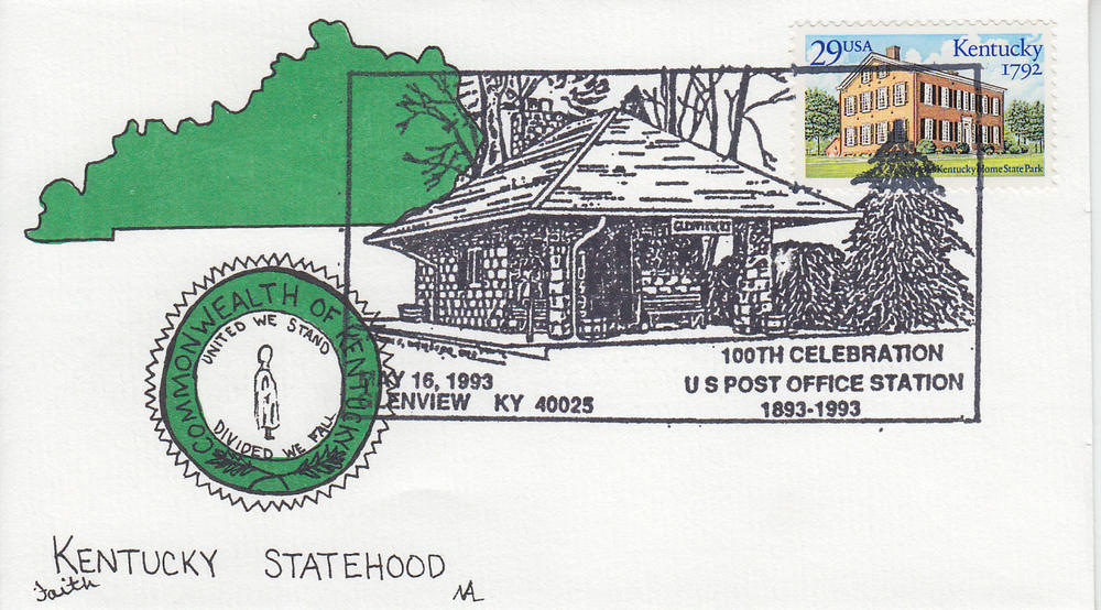 1993 Kentucky Glenview KY Post Office Faith / HipStamp