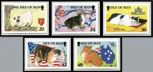 Isle of Man 1989 Manx Cat Set Of 5 PHQ cards FDI