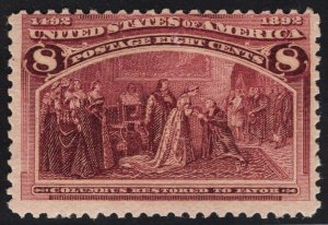 US #236 8c Magenta Columbus Restored to Favor MINT NH  SCV $140.00