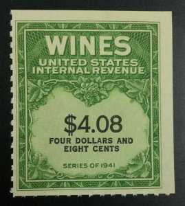 MOMEN: US STAMPS #RE201 WINES UNUSED LOT #54063