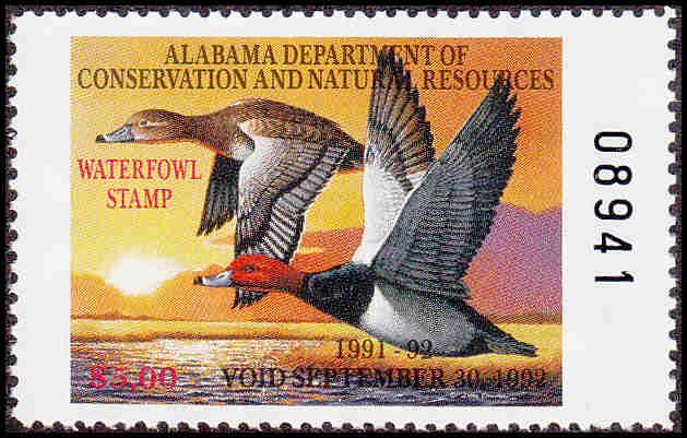 1991 Alabama State Duck Stamp Mint Never Hinged SCV $10.00