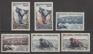 French Southern & Antarctic # 2-7  Penguins, Seals   (6)  Unused VLH